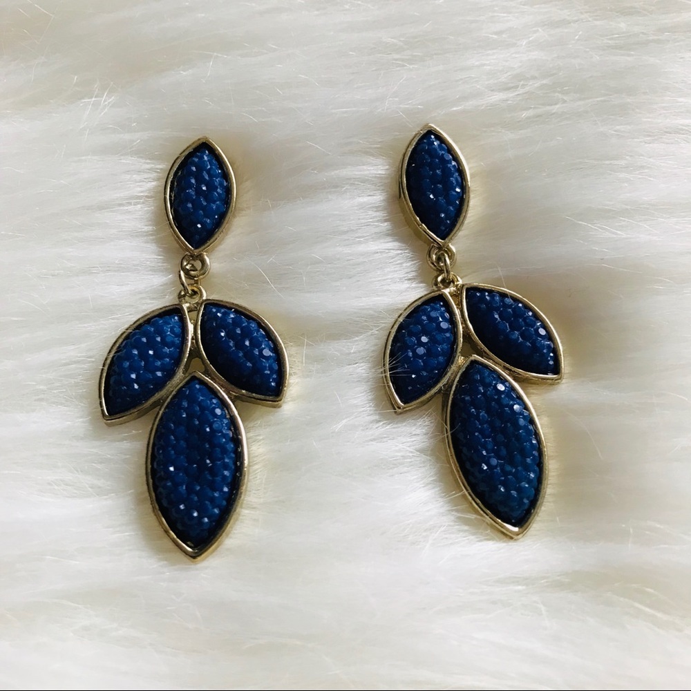 Cobalt Blue & Gold Dangling Earrings